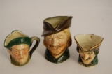 Three Royal Doulton Miniature Character Jugs Robin Hood Auld Mac D 6253 and