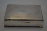 Silver Cigarette Box on Ogee Feet Engine Turned and Engraved Top Initials H