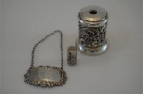 Small Silver Hallmarked Toothpick Holder Ivorine Lined Height 6cm Together