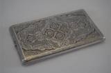 Heavily Engraved Silver Metal Cigarette Case COELI ENARRANT Heavens Declare