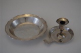 18th  19th C Hand Beaten Silver Metal Bowl Diameter 21cm Together With a Ha