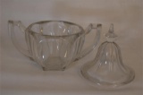 19th C Glass Lidded Two Handled Jar H 19cm