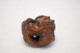 19th  20th Century Boxwood Netsuke in The Form of a Dragon 4cm Approx