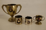 Four Early 20th Century Silver Plate Ships Two  Three Handled Cups includin