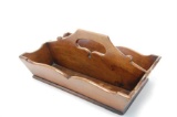 Fruit Wood Cutlery Tray Pierced Carrying Handle Shaped Sides English 18th C