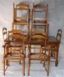 Recent Light Oak Extending Dining Table and 8 Chairs Including Two Carvers