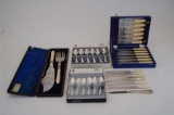Collection Silver Plate Items Including 19th C Ivory Handled Fish Servers B
