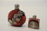 Two First Impressions Glass Perfume Bottles Art Nouveau Style