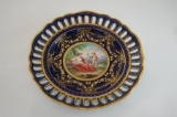 19th Century Gilded Vienna Porcelain Cabinet Plate Cobalt Blue Hand Painted