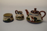 Torquay Pottery Motto Ware Tea Set Trio