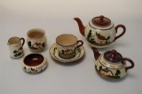 Torquay Pottery Motto Ware Lands End Tea Set 6 in all
