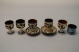 Torquay Pottery Motto Ware Egg Cups 6 in all