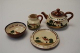 Torquay Pottery Motto Ware Tea Set 4 in all