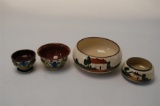 4 Torquay Pottery Motto Ware Bowls One Footed