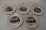 Five Royal Worcester Christmas Wall Plates 1979 x 2 1980 1981 1982