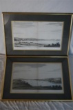 Two 19th Century Prints of North View of Falmouth  South View of Falmouth J