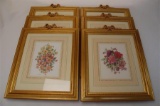 A Collection of Framed Rose Prints by Carole Andrews including Rosa Sentifo