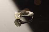 A Period Platinum Single Stone Ring Featuring a Central Round Brilliant Cut Diamond 1.60ct