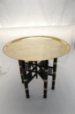 Early 20th Century Finely Engraved Egyptian Tray on Inlaid Stand Diameter 6