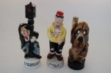 Three Vintage Ceramic Bond Ware Musical Character Decanters Including Burgl