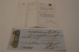 Cornish Bank Truro Cheque 1010 Shillings Countersigned by Earl Falmouth to