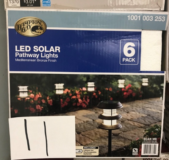 Hampton BayMediterranean Bronze Solar 3-Tier Path Light (6-Pack)