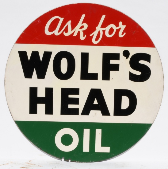 Ask For Wolf's Head Oil Tin Sign