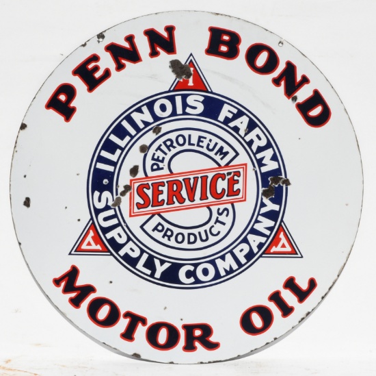 Penn Bond Motor Oil Porcelain Curb Sign