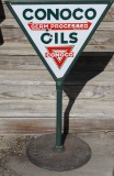 Conoco Germ Processed Oils Porcelain Curb Sign