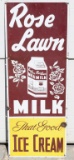 Rose Lawn Milk Vertical Porcelain Sign