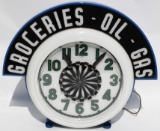 Groceries Oil Glass Neon Pinwheel Clock