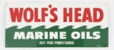 NOS Wolf's Head Marine Motor Oils Tin Sign