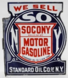 Socony Motor Gasoline Porcelain Flange Sign