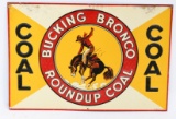 Bucking Bronco Roundup Coal Tin Sign