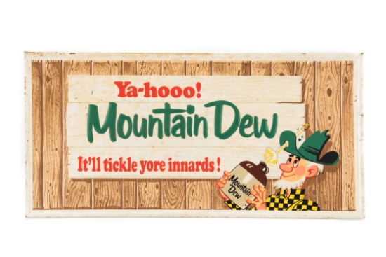 Mountain Dew It'll Tickle Yore Innards Tin Sign