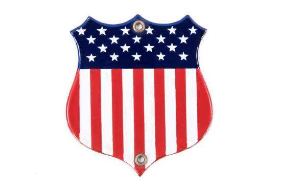 Stars And Stripes Shield Porcelain Sign