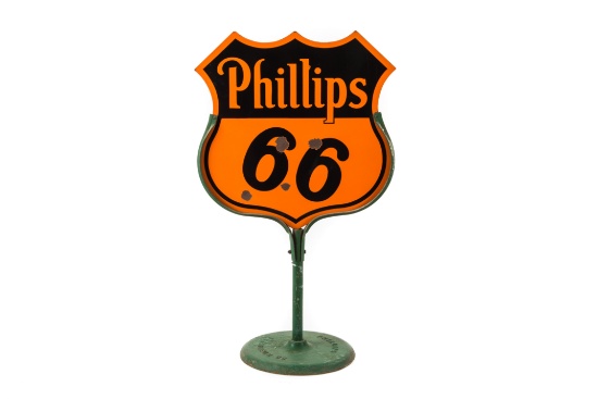 Phillips 66 Porcelain Curb Sign On Base