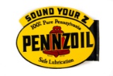 Pennzoil Sound Your Z Tin Flange Sign