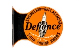 Defiance Spark Plugs Tin Flange Sign