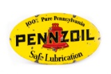 Large Pennzoil Safe Lubrication Porcelain Sign