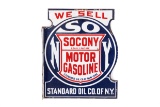 We Sell Socony Gasoline Porcelain Flange Sign