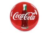 Coca-Cola Porcelain Button Sign With Bottle
