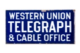 Western Union T&C Office Porcelain Flange Sign
