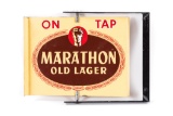 Marathon Old Lager On Tap Spinning Tin Flange Sign
