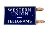 Western Union Telegrams Porcelain Flange Sign