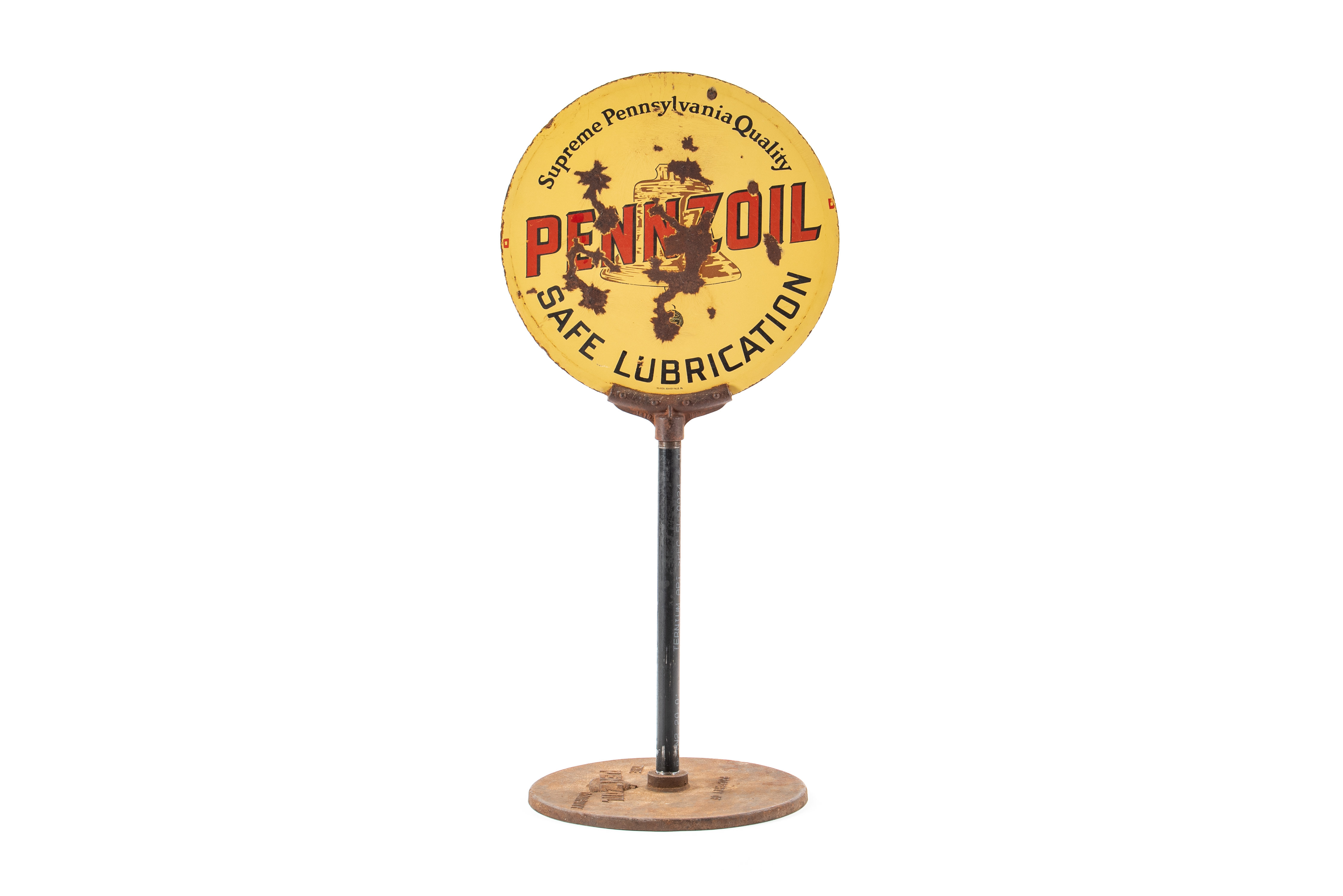 Pennzoil Safe Lubrication Porcelain Curb Sign | Proxibid