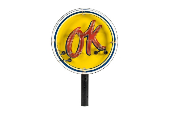Chevrolet OK Used Cars Porcelain Neon Sign