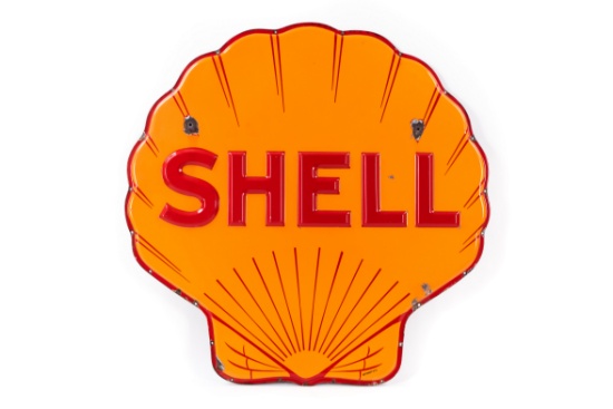 Shell Embossed Porcelain Sign