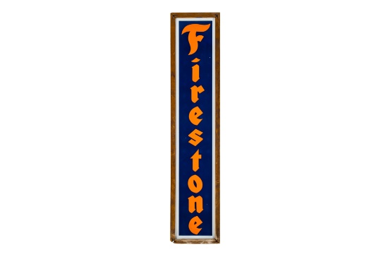 Firestone Vertical Porcelain Sign In Wooden Frame