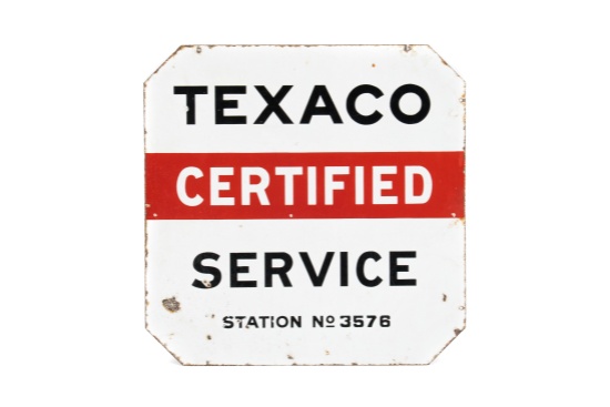 Texaco Certified Station No. 3576 Porcelain Sign